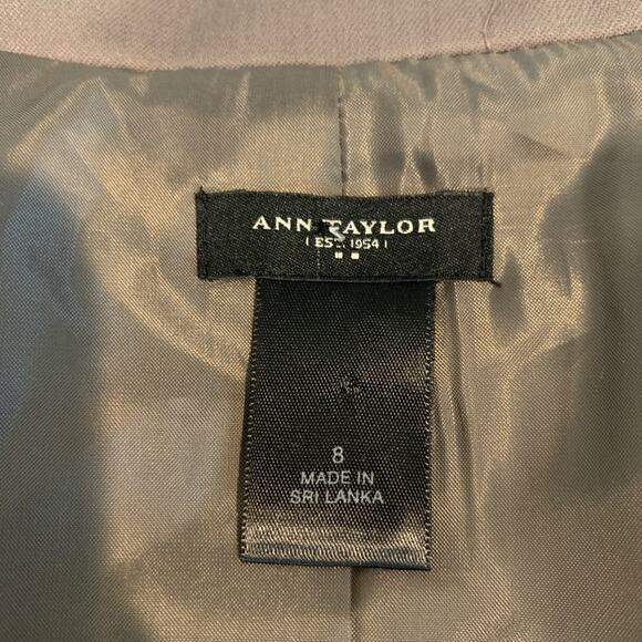 Ann Taylor Blazer Women 8 Taupe One Button Front Pockets Wool Blend Notch Career - Picture 8 of 12